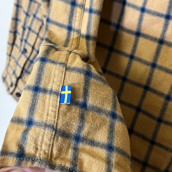 Fjallraven Ovik Flannel Check Plaid Shirt - Men's Size M - Tan - Picture 6 of 12